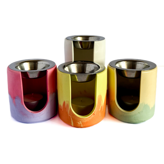 12. Quemador artesanal de esencias y wax melts + vela de té